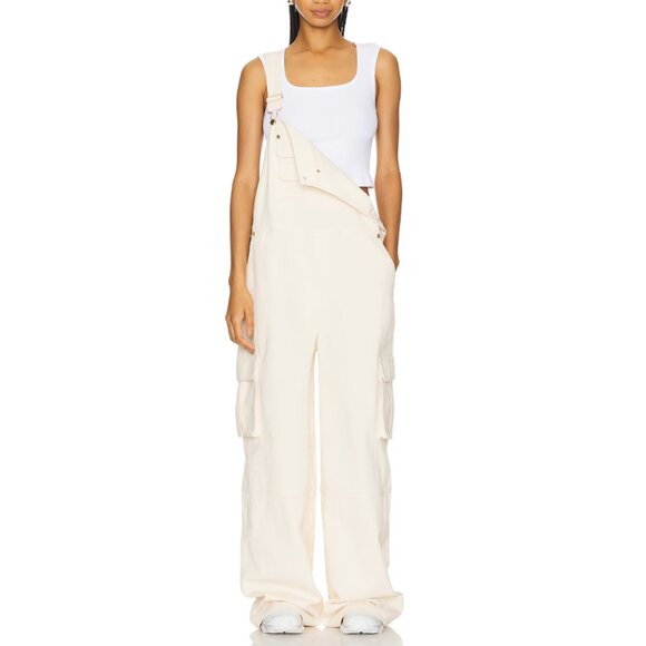 BNWT Revolve Lovers and Friends Birdie Overalls Jumpsuit - Ivory - Picture 1 of 11